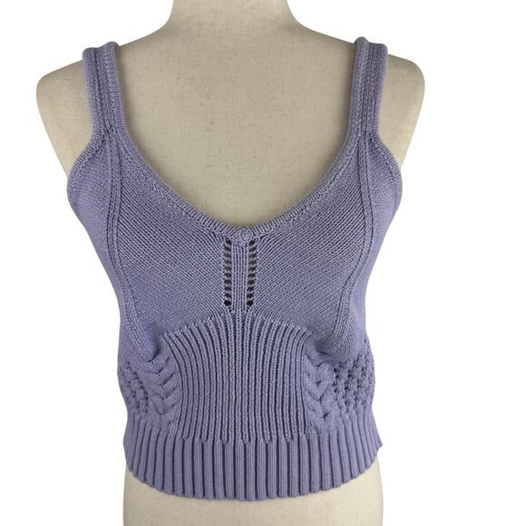 LUSH KNIT SWEATER CROPPED SLEEVELESS TANK IN LAVENDER NWT WOMEN'S SIZE SMALL - Picture 1 of 8